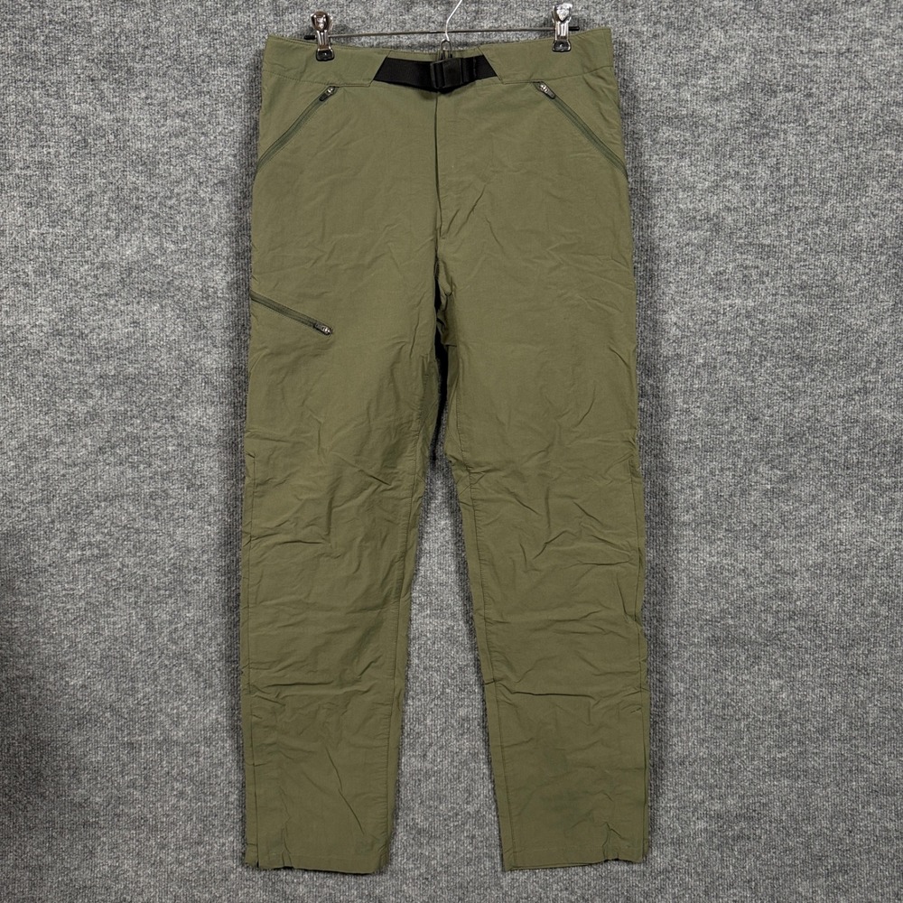 Patagonia Mens Size 32 Cargo Pants Olive Green Nylon Blend Belted Hiking Outdoor